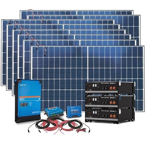 Insel Solaranlage PV-Anlage 5,0kW AC 7,2kWh Speicher, 3440WP Panele, LFP-Batterie, Victron Technik