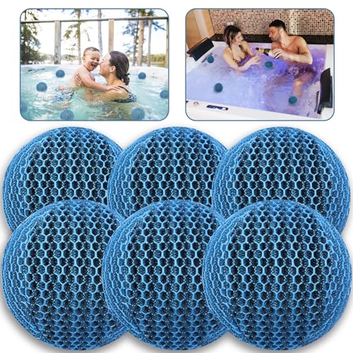 JULMELON Whirlpool-Schaum-Absorber, 6 Stück, Spa- und Pool-Schaum beseitigende Bälle, wiederverwendbar, ölabsorbierender Schwamm, waschbarer Schaum, schwimmender Filter, um Wasser klar sauber zu