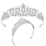 JAONLD Tiara Kristallkrone, Krone Damen Fasching Strass, Prinzessin Krone Erwachsene, Diademe für Damen Tiara, Verwendet für Hochzeiten, Karneval, Geburtstagsfeiern (Silber)