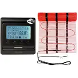 Warmcoin™ Heizmatte - Elektrische Fußbodenheizung, Selbstklebend, Verschiedene Größen, 160 W/m² mit Thermostat (W51 Wifi Schwarz Thermostat, 15m²)