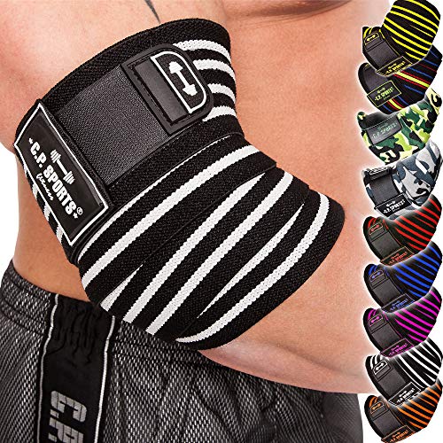 C.P.Sports Profi Ellenbogenbandagen | 1x Paar Gelenk/Arm/Ellenbogen Bandagen 130cm | Elbow Support für Fitness, Bodybuilding, Bankdrücken, Gewichtheben, Powerlifting, Kraftsport