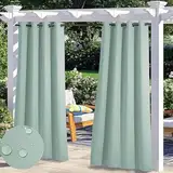 Outdoor Vorhang Sonnenschutz Outdoor Gardinen Wetterfest mit Ösen, Wasserdicht Blickdicht Vorhänge for Pavillon Terrasse Schlafzimmer Balkon Strandhaus -1 Stück, Grün, B183xH259cm