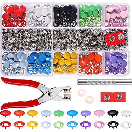 240 Sets Druckknöpfe,MLIAIMCE Metall Druckknöpfe Kit Mit Zange 9,5mm Jersey Druckknöpfe 10 Farben,Für DIY Basteln Baby Kinder Kinderbekleidung,Kleidung Taschen,Handgemaakt,Kleding Repareren