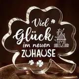 Einzugsgeschenke Wohnung, Einweihungsgeschenk Wohnung, 10.43cm Glücksklee Acrylplakette Deko, Personalisierte Geschenke Richtfest Geschenk zum Einzug für Frauen Freundin Schwestern Kollegen Nachbarn