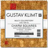 Gustav Klimt Charm-Anhänger, quadratisch, 12,7 cm, quadratisch, Robert Kaufman, CHS-1084-42