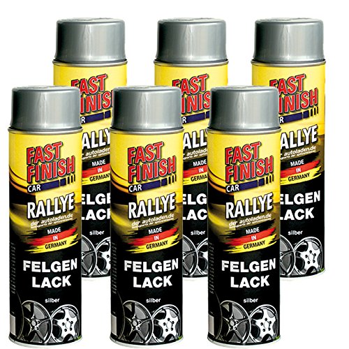 6x 500 ml FAST FINISH Rallye Felgenlack Felgenfarbe Silber Spraydose 292842