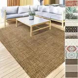 Floordirekt Outdoor Teppich wetterfest & UV beständig für Terrasse, Balkon, Küchenläufer, Flurläufer und Wohnzimmerteppich robustes, flachgewebtes kurzflor Teppich waschbar 80 x 150 cm Ella Braun