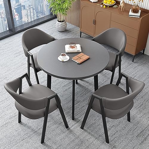 Moderner Büro-Empfangstisch mit Beistelltisch und Stuhl-Set, platzsparender Besprechungs- und Konferenztisch für den Heimerholungsbereich (Dunkelgrau)