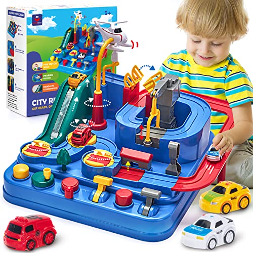 hahaland Spielzeug ab 2 3 4 5 Jahre, Auto Spielzeug ab 2 Jahre Junge Mädchen, Autorennbahn Abenteuer Auto Kinder Set, Spielzeugauto Geschenk für Kinder 2 3 4 5 Jahre Junge