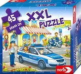 Noris 606031792 - XXL Riesenpuzzle, Auf Streife mit der Polizei - mit 45 Teilen (Gesamtgröße: 64 x 44 cm) - für Kinder ab 3 Jahren