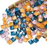 Mosaikfliesen 225 Stück/200g Packung Kristall Glas Mosaik Mosaik Fliesen Supplies für Home Dekoration DIY Handwerk Teller Bilderrahmen Blumentöpfe - 1x1cm Quadratische Fliesen (Hong Kong Stil)