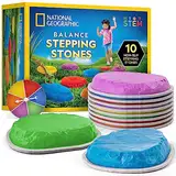 NATIONAL GEOGRAPHIC Balancesteine für Kinder - 10 strapazierfähige, rutschfeste Steine fördern das Gleichgewicht und die motorischen Fähigkeiten von Kleinkindern, drinnen und draußen, Balanciersteine
