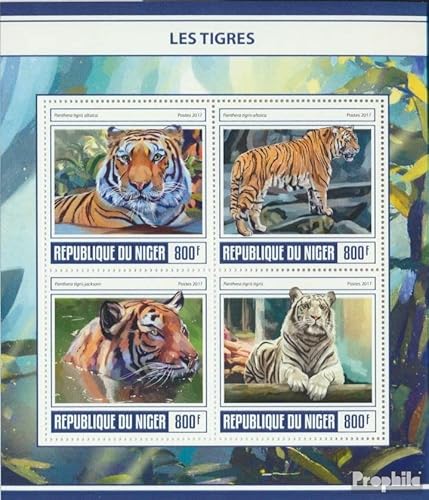 Prophila Collection Niger 5057-5060 Kleinbogen (kompl. Ausg.) postfrisch ** MNH 2017 Tiger (Briefmarken für Sammler) Katzen/Raubkatzen (Löwen/Tiger/Leoparden ...)