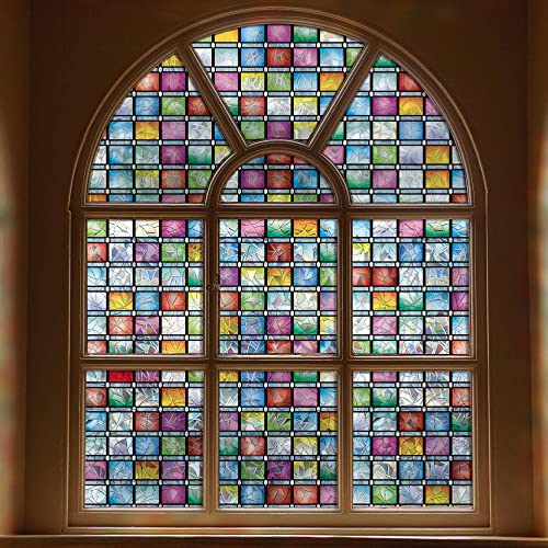 FEOMOS Buntglas Fensterfolie, Sichtschutzfolie für Fenster, Regenbogen-Tönung, Statische Fensterfolie Selbsthaftend, Dekorative Fensteraufkleber für Zuhause, UV-beständig 60x200 cm