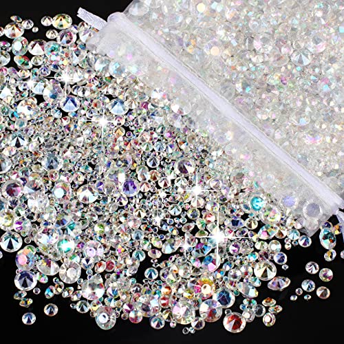 Diamanten Deko, 4000 Stück Diamantene Streudeko Hochzeit, Transparent Acryl Kristalle Tischdeko Strass für Vase Füller Weihnachten Hochzeit Geburtstag Party(3mm,6mm,10mm)