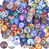 AOKITO 100 Bunte Glassteine mit Glow in the Dark, 25mm Muggelsteine, Runde Mosaik Kuppel Cabochons für DIY Schmuck & Dekoration