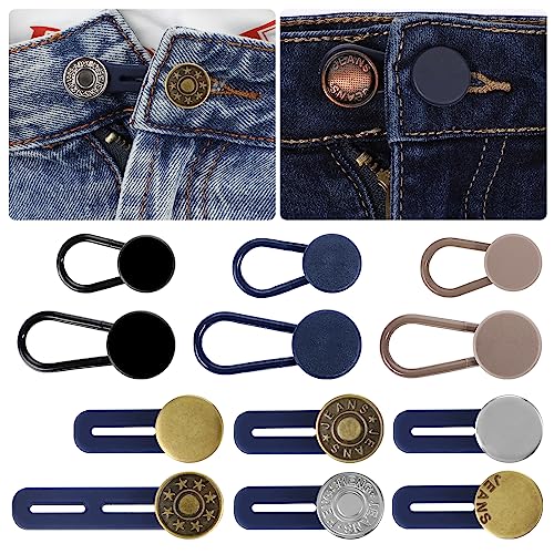 Abeillo Hosenknopf Verlängerung, 12 Stück Jeans Knopfverlängerung für Hosen, Hosenbunderweiterung, Taillenverlängerung Jeansknopf Button für Damen Herren Jeans Jeansrock Umstandshose