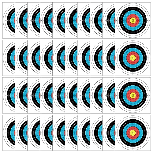 40 Stück Zielscheibe Bogenschießen Auflagen, Sporgo 40X40cm Bogenschießen Ziel Gesicht 10 Ring Scheibenauflagen Zielpapier Bogenschießen Zubehör für Pfeil und Bogen Armbrust Jagd Schießen