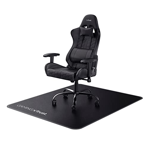 Trust Gaming GXT 715 Bodenschutzmatte 99 x 120 cm, Stuhlunterlage für Gaming Stuhl & Bürostuhl, Unterlage für Teppich & Hartböden, Schreibtischstuhl Unterlage aus Robustem Material – Schwarz