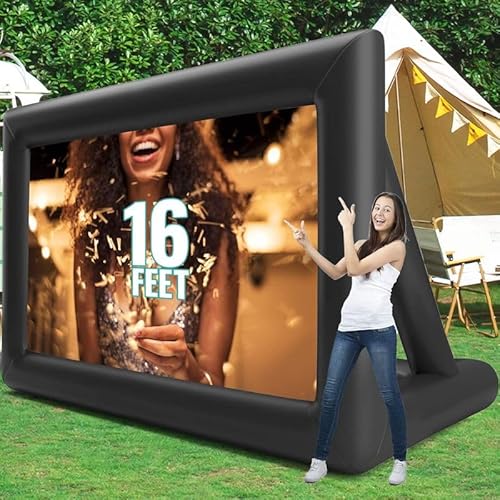 Aufblasbare Projektor-Leinwand für den Außenbereich, 508 cm (200 Zoll), mit dickem, luftdichtem Material für tragbare Front-/Rückprojektion – Hinterhof-Filmnacht, Grillen, Pool-Party