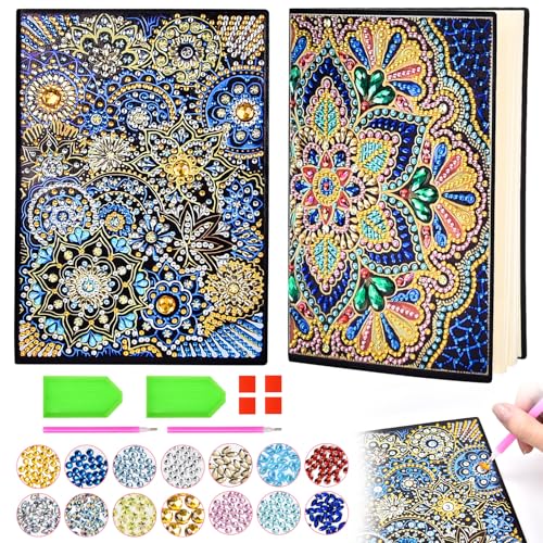 Aragallant Basteln Mädchen 7 8 9 10 Jahre, Mandala Diamond Painting A5 Notizbuch, Geschenke für Mädchen ab 6 Jahre, Kreative Spielzeug Tagebuch Geburtstagsgeschenk für Kinder (Flower)