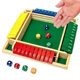 Shut The Box-Klassisches Würfelspiel aus Holz,2-4 Spieler Würfelspiel aus Holz,Bunt Tabletop Taktikspiel mit 8 Würfel,Geeignet für Familien-Mathe-Spiele,KTV,Bar usw,geeignet für alle Altersgruppen