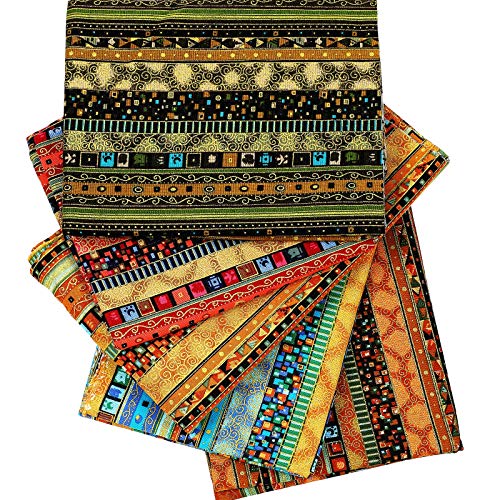 5 Stück Afrikanischer Muster Stoff Ethnisch Muster Fette Viertel Baumwolle Vorgeschnitten Quilten Tuch Stoff Fette Viertel Bündel Stoff zum Nähen Patchwork Basteln, 19,5 x 15,7 Zoll