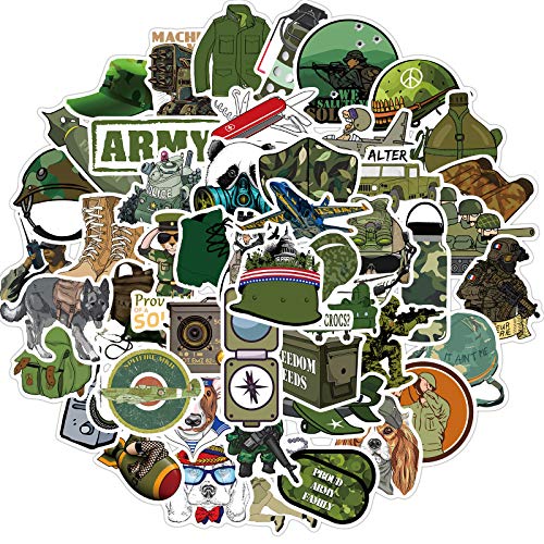 50 Stück Militärisch Aufkleber Auto Laptop Telefon Gitarre Skateboard Motorrad Fahrrad Military Stickers Set Vinyl Wasserdicht Aesthetic Aufkleber für Jugendliche Kinder Erwachsene