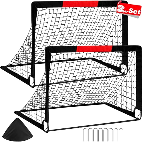 CATCHLUCK Kinder Fussballtor Tor Kinder Fussballtore für Garten Pop Up Fußballtor 2er Set Fussball Tor Outdoor Fussballtor mit Tragetasche