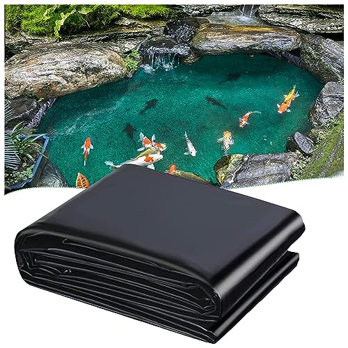 Premium 0,12 mm robuste schwarze Teichfolie, 6 x 6 m, UV-beständig, für Wasserfall und Wasserspiele, langlebige, wasserdichte Membranfolie, ideal für große Teiche und Wasserfee