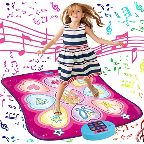 SUNLIN Tanzmatte - Tanzspielzeug Geschenk für Kinder Mädchen - Tanzmatte mit LED-Leuchten, einstellbare Lautstärke, eingebaute Musik, 3 Schwierigkeits Stufen (3-12 Jahre)