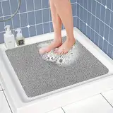 Mkitnvy Duschmatte rutschfest, 60 x 60 cm Anti-Schimmel, Weich Komfort Sicherheits Badematte mit Ablauflöchern, Antirutschmatte Dusche für Badewanne und Nassbereiche