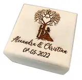 Personalisiertes Ringkissen aus Holz | Trauringe Box mit Namen und Datum | Geschenkidee für Brautpaar zur Hochzeit