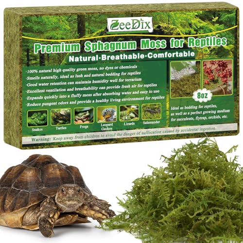 ZeeDix 220g Moos für Terrarium & Pflanzen, Reptilien Moos Terrarien Moosstreu für Leopardgeckos/Echsen/Schlangen/Schildkröten/Frösche, Sicher mit Atmungsaktivität