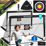 KESSER® Fußballtor Kinder Pop-Up 2er Set | Fußball-Tore Faltbar mit Glasfaserstangen & hochwertigen Tornetzen für Indoor, Outdoor & Garten | Mit Transporttasche Hütchen Ballpumpe Zielscheibe Schwarz