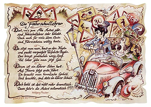 Die Staffelei Geschenk Fahrschullehrer Fahrschule Fahrlehrer Präsent Jubiläum Gedicht (A4 (29,7cm x 21cm), unpersonalisiert)