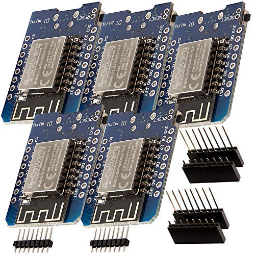 AZDelivery 5 x D1 Mini NodeMcu mit ESP8266-12F WLAN Module CH340G Lua kompatibel mit Arduino inklusive E-Book!