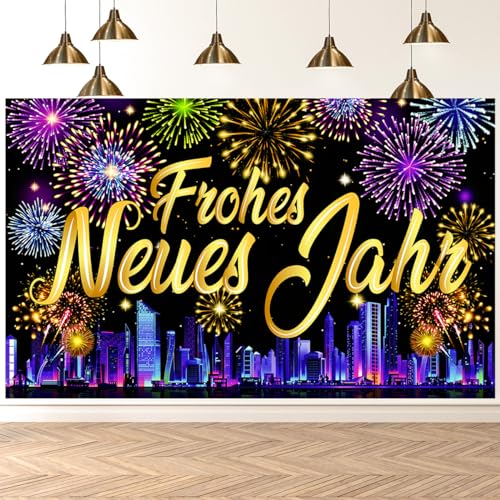 Silvester Deko 2025, Extra Große Happy New Year Banner,Frohes Neues Jahr Banner, New Year Deko 2025, Deko Silvester 2025, Silvester Banner 2025