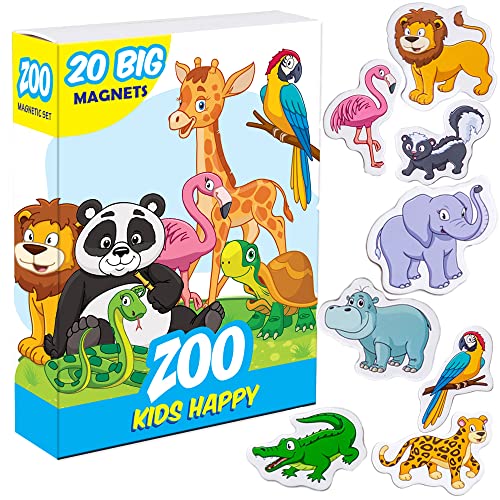 Magdum 20 Glücklicher Zoo Magnete Kinder für magnettafel - Magnet Spielzeug - Kühlschrankmagnete - Kühlschrank Magnete Set -Spielzeug - Lernspiele ab 3 Jahre