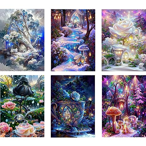 Mupmod 6 Pack Diamond Painting Set, Diamant Painting Bilder DIY Erwachsene Wohnzimmer Schlafzimmer Büro Eingang Dekoratio