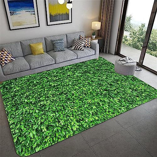 Teppich Wohnzimmer, Frische Pflanzengrüne Blätter 160 X 230 Cm / 62,99 X 90,55 Zoll Teppiche Rutschfeste 3D Teppich Für Schlafzimmer, Wohnzimmer, Esszimmer, Küche, Eingang, Kinderzimmer Jung -9Z5K-O6U