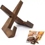 Buchständer Holz, Kochbuchhalter Buchhalter Leseständer Rezepthalter Küche Kochbuchständer Buch Halterung Zum Lesen Buchaufsteller für Auslage Vintage Rustikal Braun
