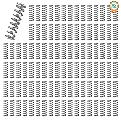 Edelstahl Druckfeder 100 Stück Metall Spiralfeder Druckfeder Stahlfeder 3mm Außendurchmesser 10mm Länge Druckfeder für Federspielzeug Werkzeuge, Silber