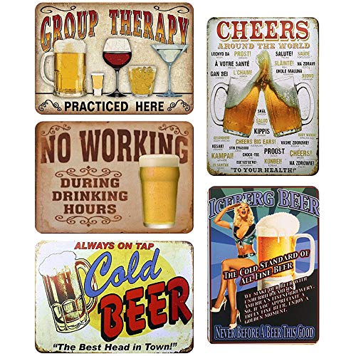 LZYMSZ 5 Stücke Deko Blechschild, Blechschilder Retro Deko, Alkohol Deko Schild für alle Bar Theke oder Pub Besitzer 20x30 cm