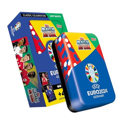 Topps Official Euro 2024 Match Attax - Mega Tin 1 - Hot Shots - enthält 44 Euro 2024 Match Attax Karten Plus 4 Exklusive Hot Shots Limited Edition Karten!