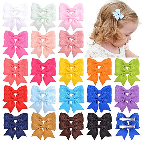 Haarschleifen für Babys, Mädchen, Krokodilklemmen, Ripsband, Boutique-Clips, Haar-Accessoires für Kinder, Kleinkinder, 40 Stück