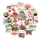 Navy Peony Kaiserliche Japan Reiseaufkleber (25 Stück) - Aquarell, wasserdicht, Japanische Sakura-Themen Aufkleber für Journale, Sammelalben, Wasserflaschen