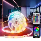 Lphianx LED-Leuchten für Schlafzimmer, 15 m, zuschneidbar, Musik-Synchronisationsmodus, Farbwechsel, Bluetooth-App-Fernbedienung, LED-Leuchten für Zimmer, Küche, Party, Heimdekoration, Beleuchtung
