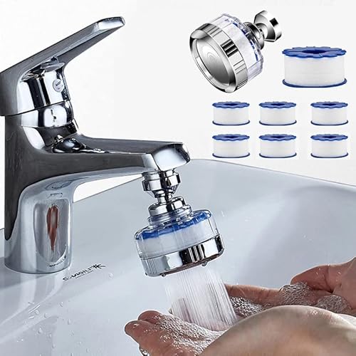 WOOLUCK® Wasserfilter Wasserhahn,Wasser Aufbereitung Trinkwasser, mit 6 Stück PP-Baumwollfilterelement,360° drehbar