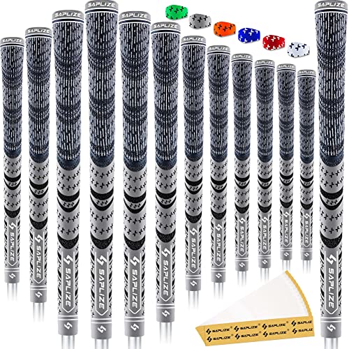 SAPLIZE 13 Golfgriffe, grau, mittelgroß, Allwetter-Multi-Compound-Hybrid-Golfschlägergriffe